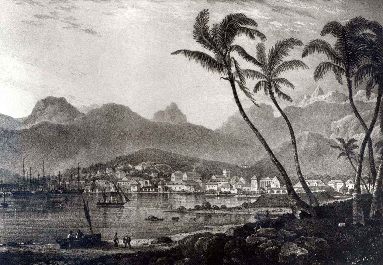 Port Louis de &39;Views in the Mauritius&39; por T.Bradshaw, gravado por William Rider, 1831 de T. Bradshaw