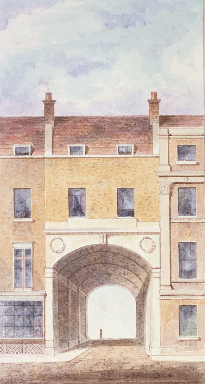 A entrada melhorada para a Scotland Yard, 1824 de T. Chawner