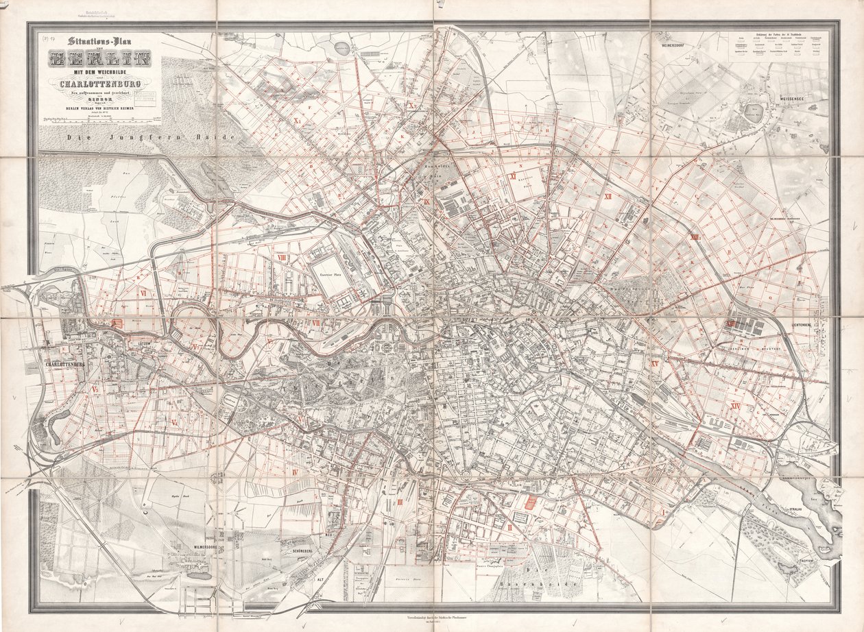 Plano de situação de Berlim com o Weichbilde e Charlottenburg recentemente gravado e desenhado por Sineck de T. Sineck