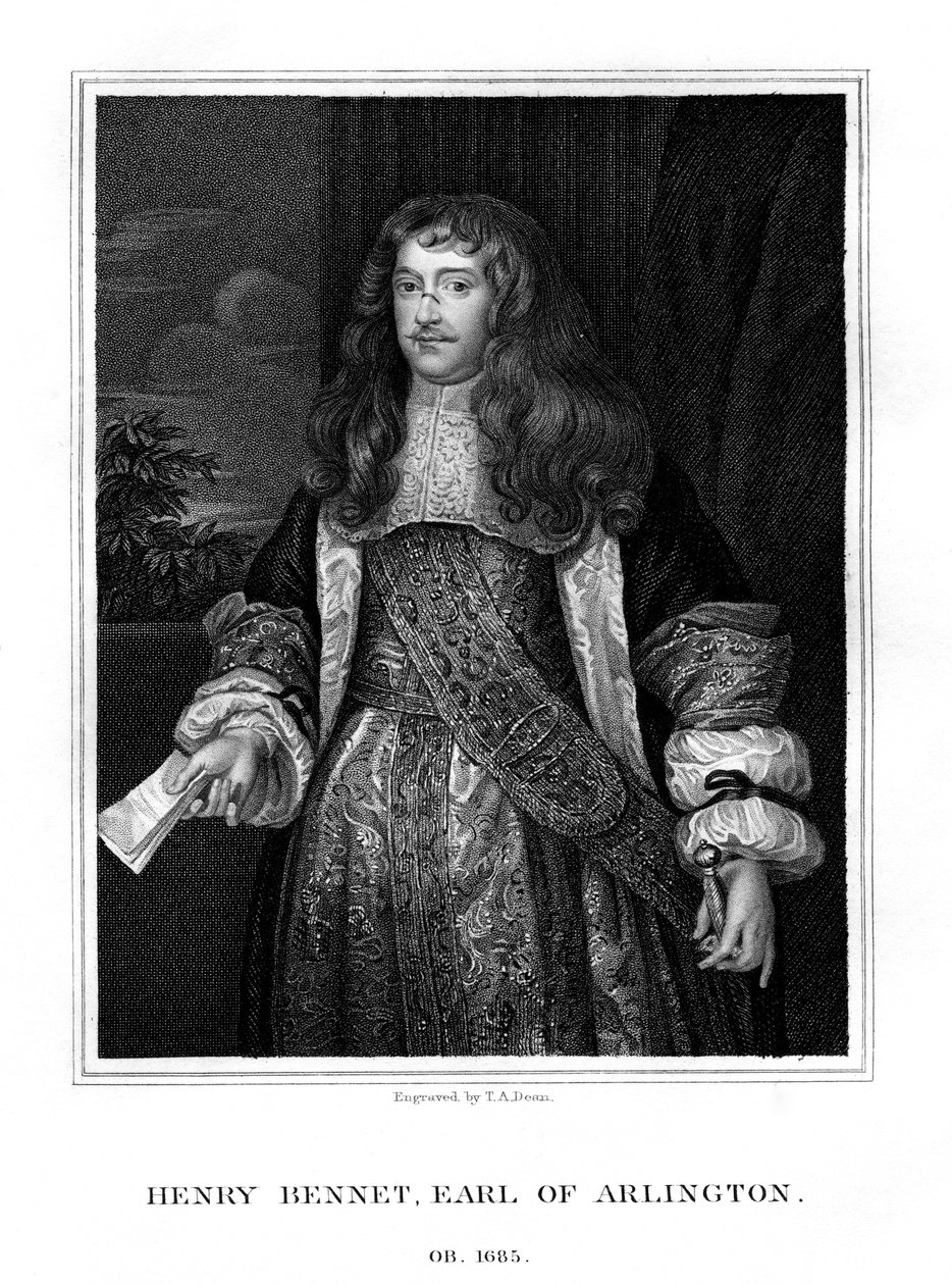 Henry Bennet, 1º Conde de Arlington, estadista inglês, 1828. de T. A. Dean