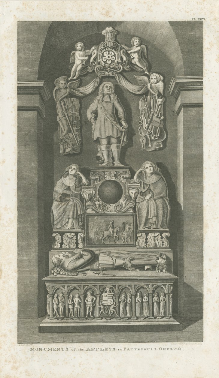 Interior da Igreja de Patshull - túmulos de Astley: gravura, [c 1799] (impressão) de T Carter