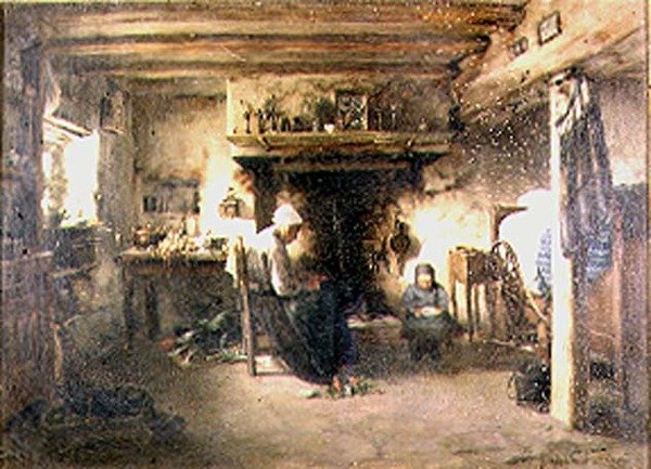 Interior de uma casa de campo camponesa de T. Grondard