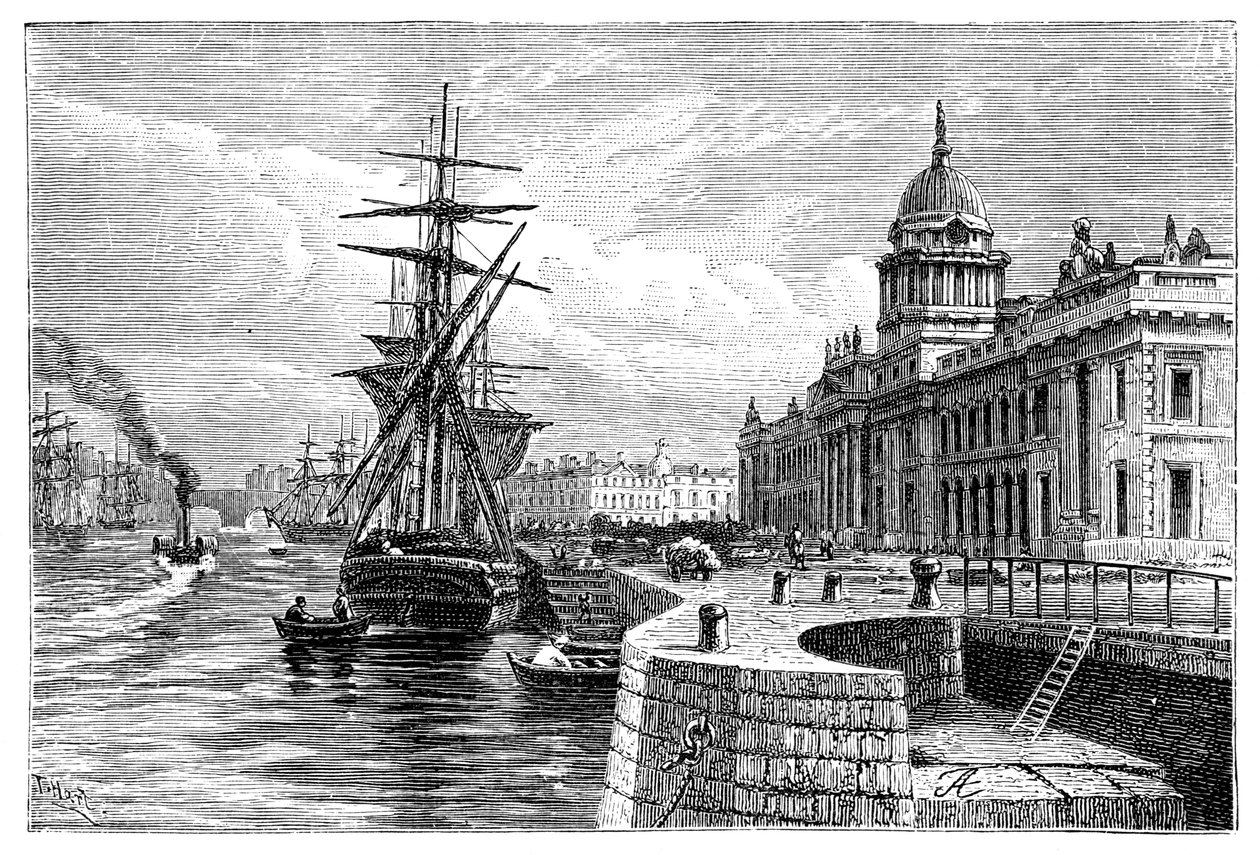 The Custom House, Dublin, Irlanda, 1900. de T. Hart
