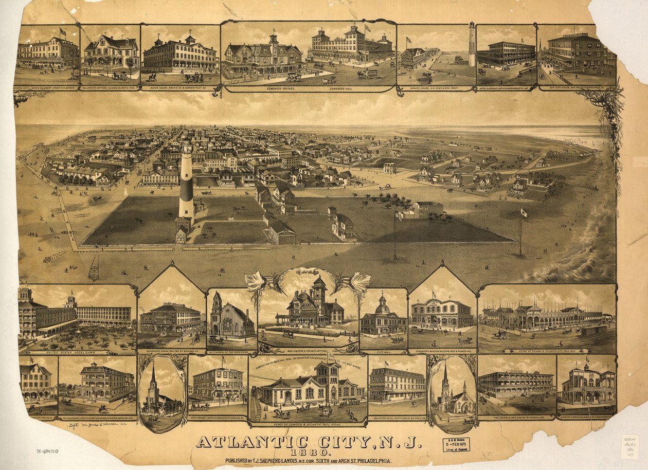 Atlantic City, N.J. 1880. LOC 75694710 de T. J. Shepherd Landis