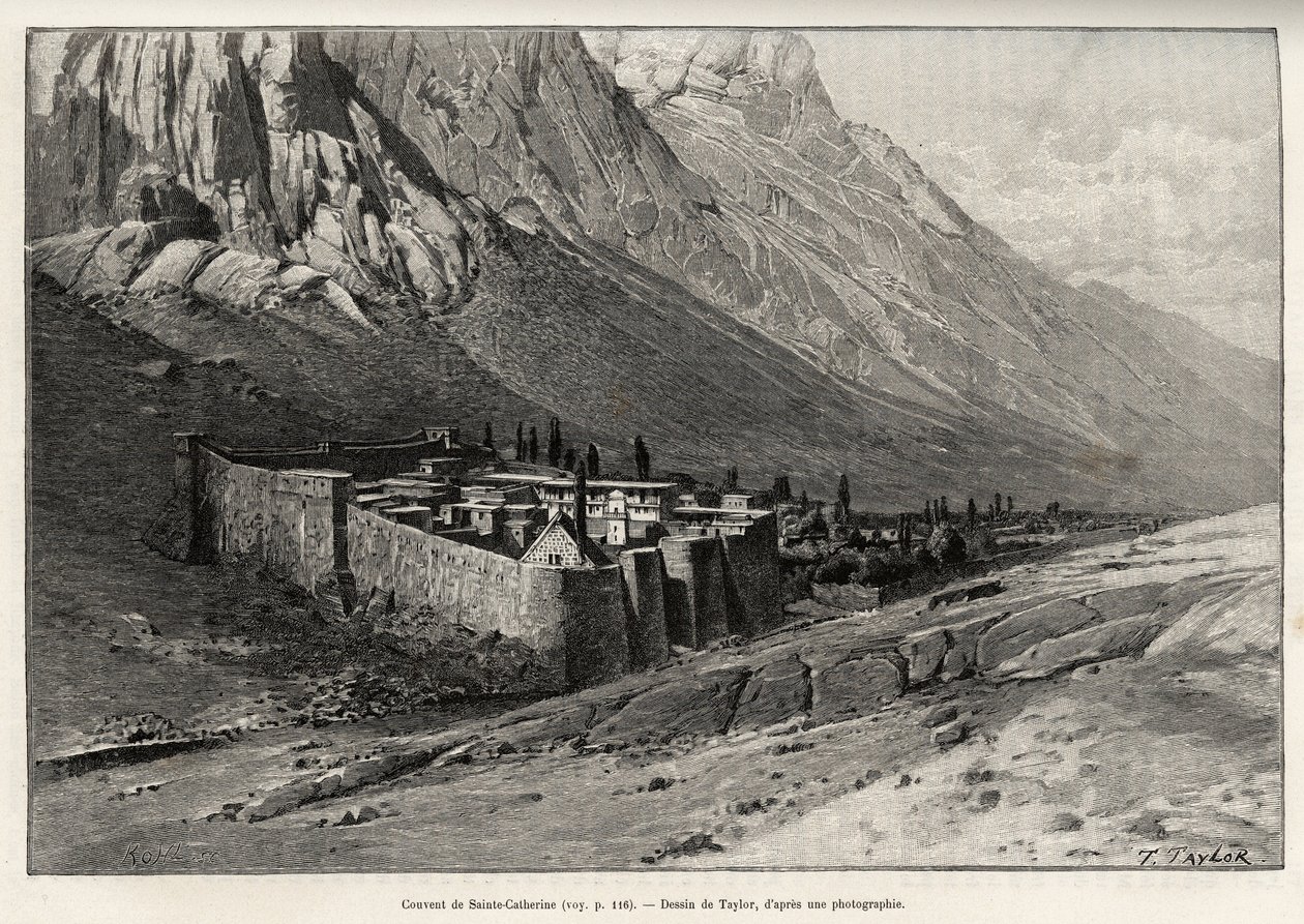 O convento de Santa Catarina, Egipto. Gravura de Taylor para ilustrar a história "Voyage dans l