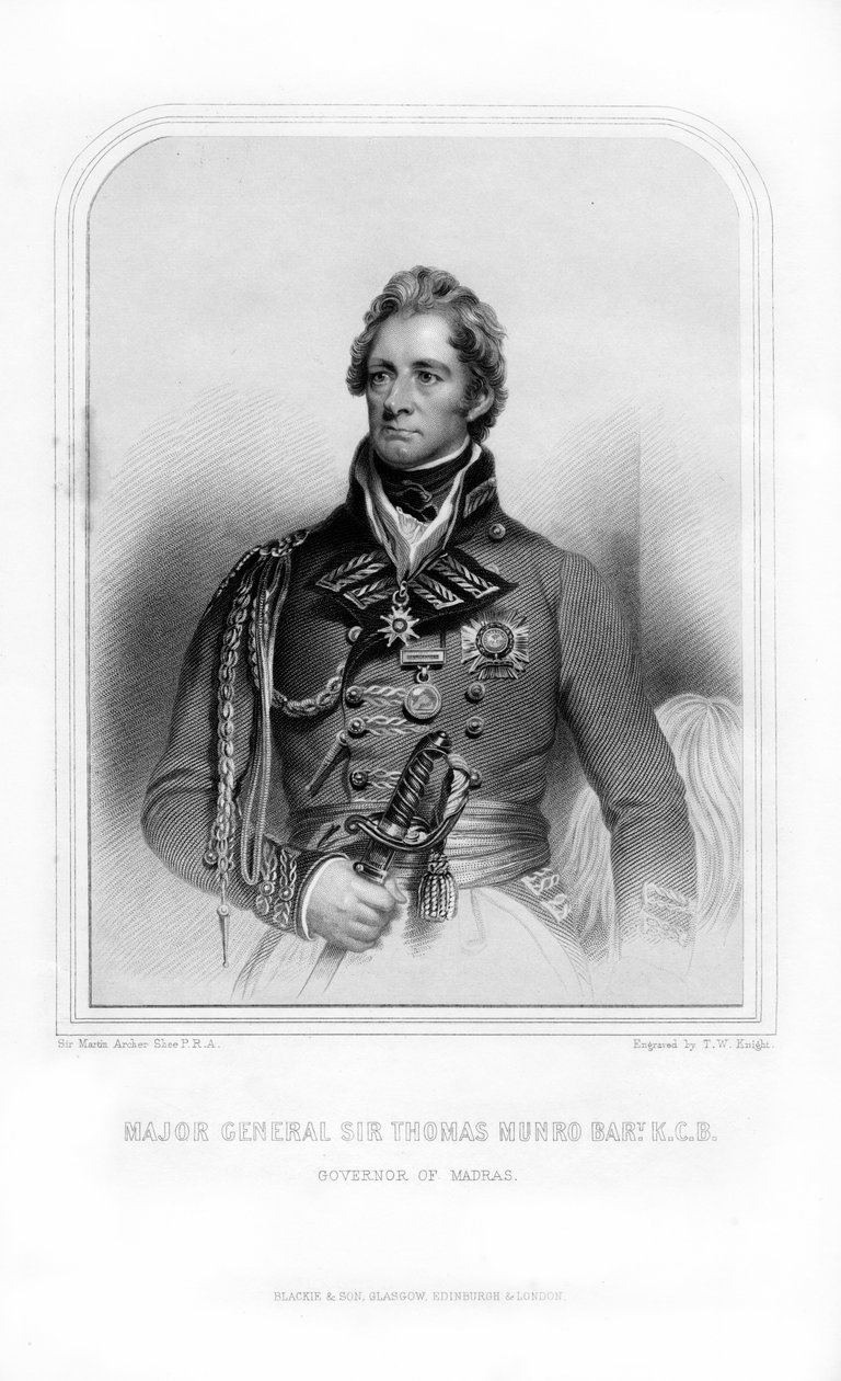 Sir Thomas Munro, soldado e estadista escocês, 1870. de T. W. Knight