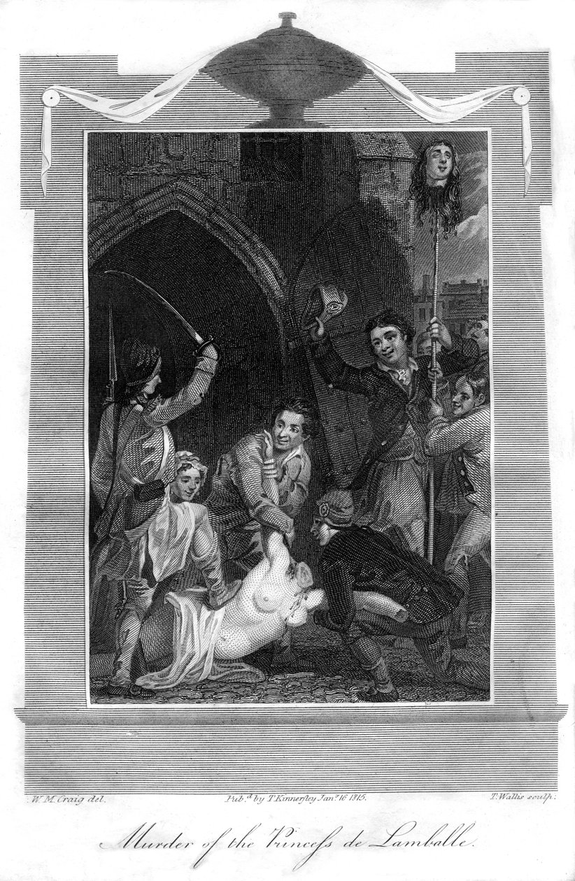 Assassinato da princesa de Lamballe, 1816. de T. Wallis