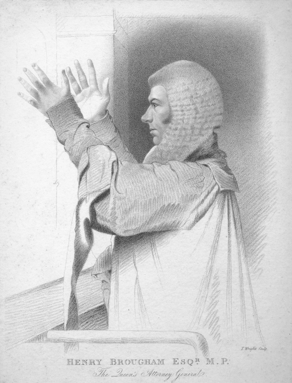 Henry Brougham Esq., Deputado, procurador-geral do Queens, c1820. de T. Wright