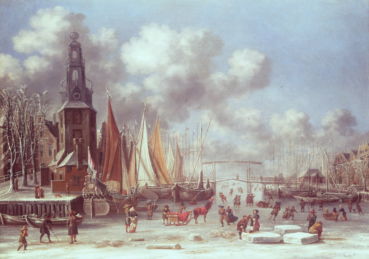 Uma cena de inverno em Amesterdão de T. and Storck, A. Heeremans