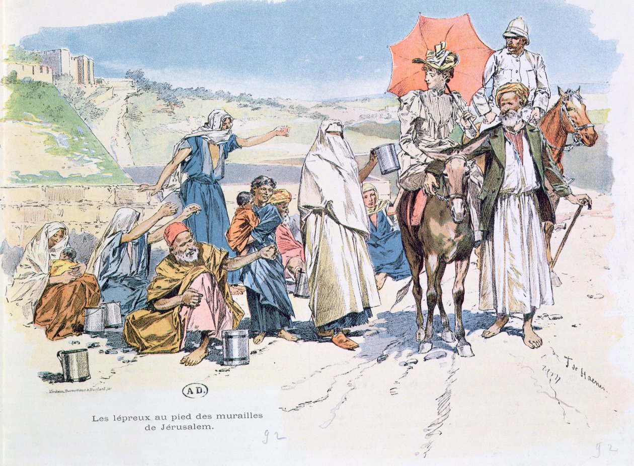 Leprosos fora dos muros de Jerusalém, 1892 de T. de Haener