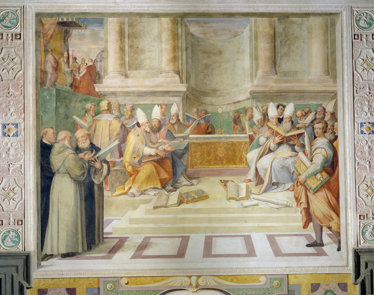 Proclamação do Concílio de Trento em 1546 para reformar a disciplina cristã, na Câmara do Conselho de Federico Zuccaro