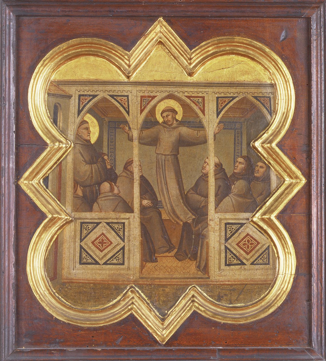 Aparição de São Francisco aos seus seguidores (tempera no painel) de Taddeo Gaddi