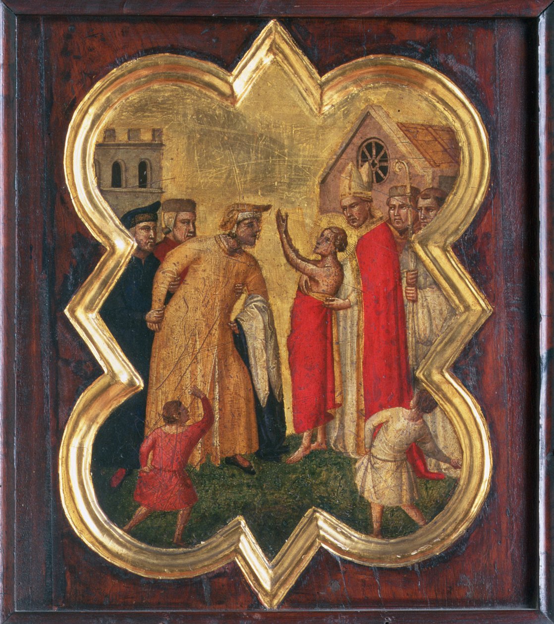 São Francisco diante do Bispo (têmpera no painel) de Taddeo Gaddi