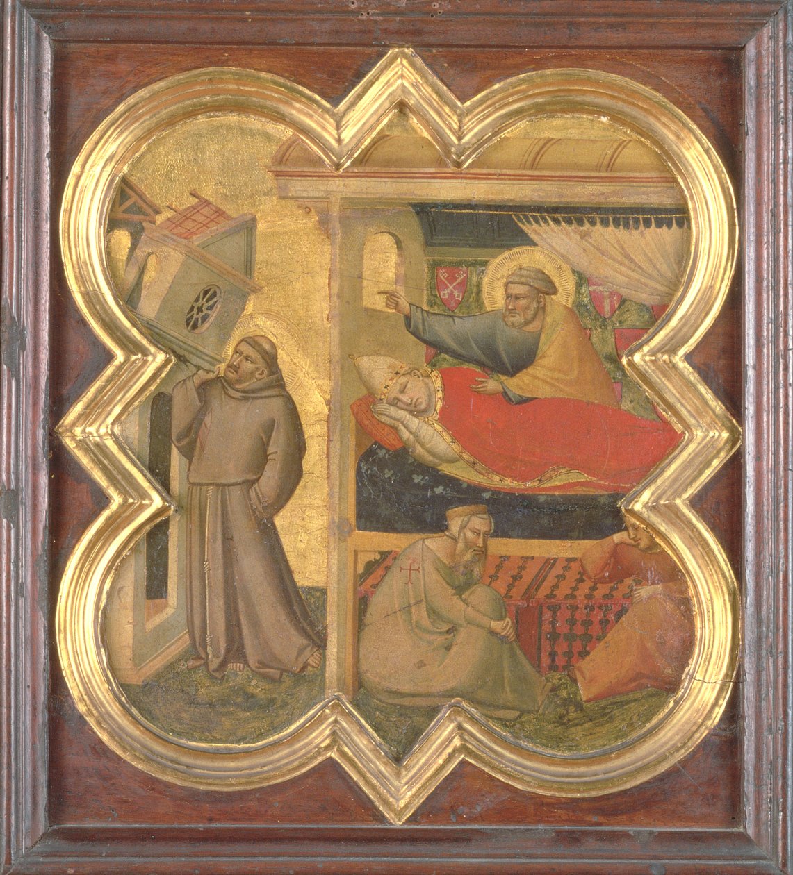 São Francisco segurando a Igreja de Latrão (tempera no painel) de Taddeo Gaddi