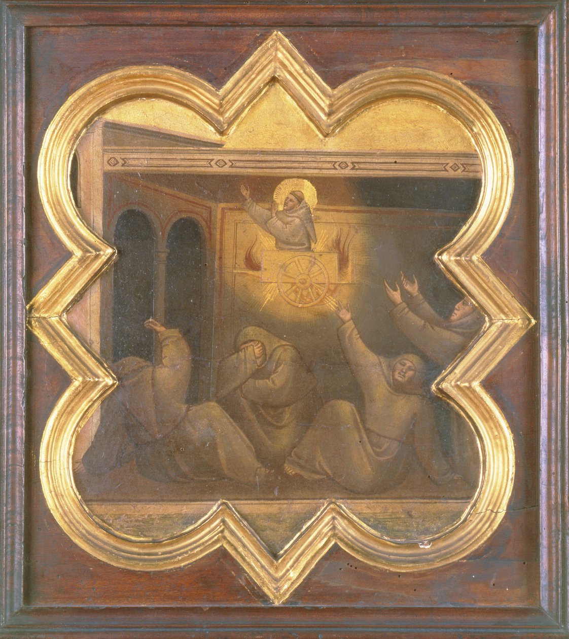 A Aparição de São Francisco na Carruagem de Fogo (têmpera no painel) de Taddeo Gaddi