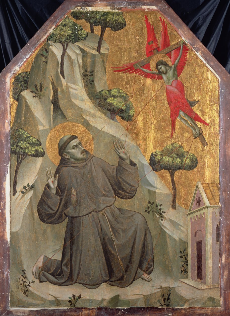 A estigmatização de São Francisco, c.1325-1330 (têmpera no painel) de Taddeo Gaddi