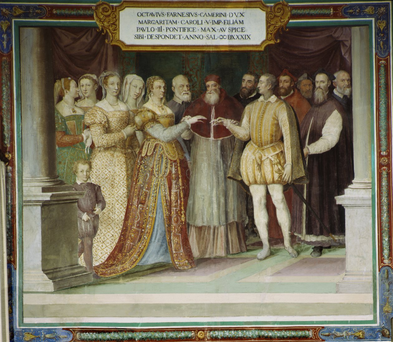 O casamento de Ottavio Farnese e Margaret da Áustria, Villa Farnese, Caprarola, Itália de Taddeo Zuccari