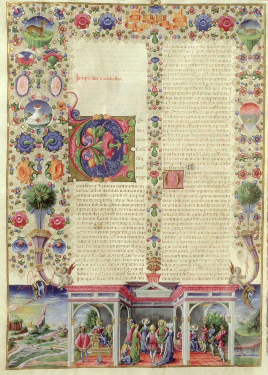 Lat 422 voli fol.280v O Início do Livro de Eclesiastes, da Bíblia Borso dEste, c.1455-61 de Taddeo Crivelli