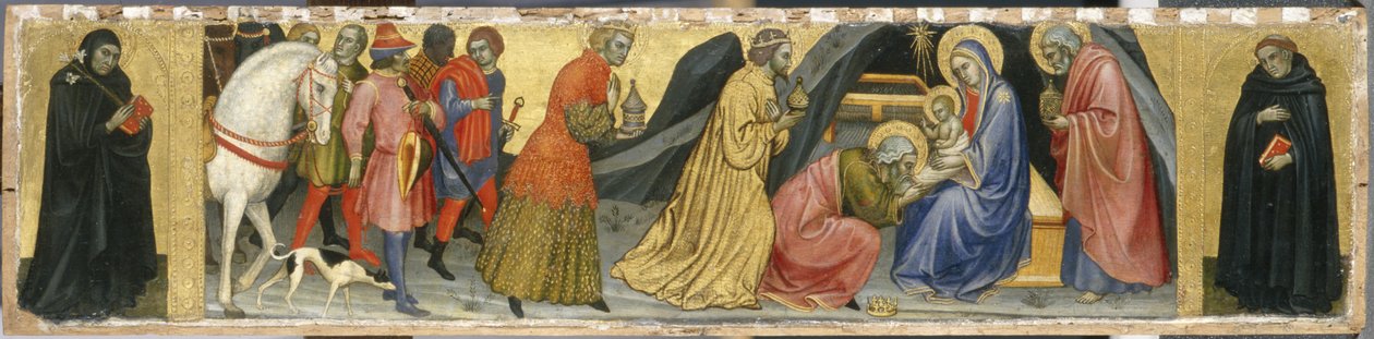 A Adoração dos Magos e dois Santos, c.1404 (têmpera sobre madeira de choupo) de Taddeo di Bartolo