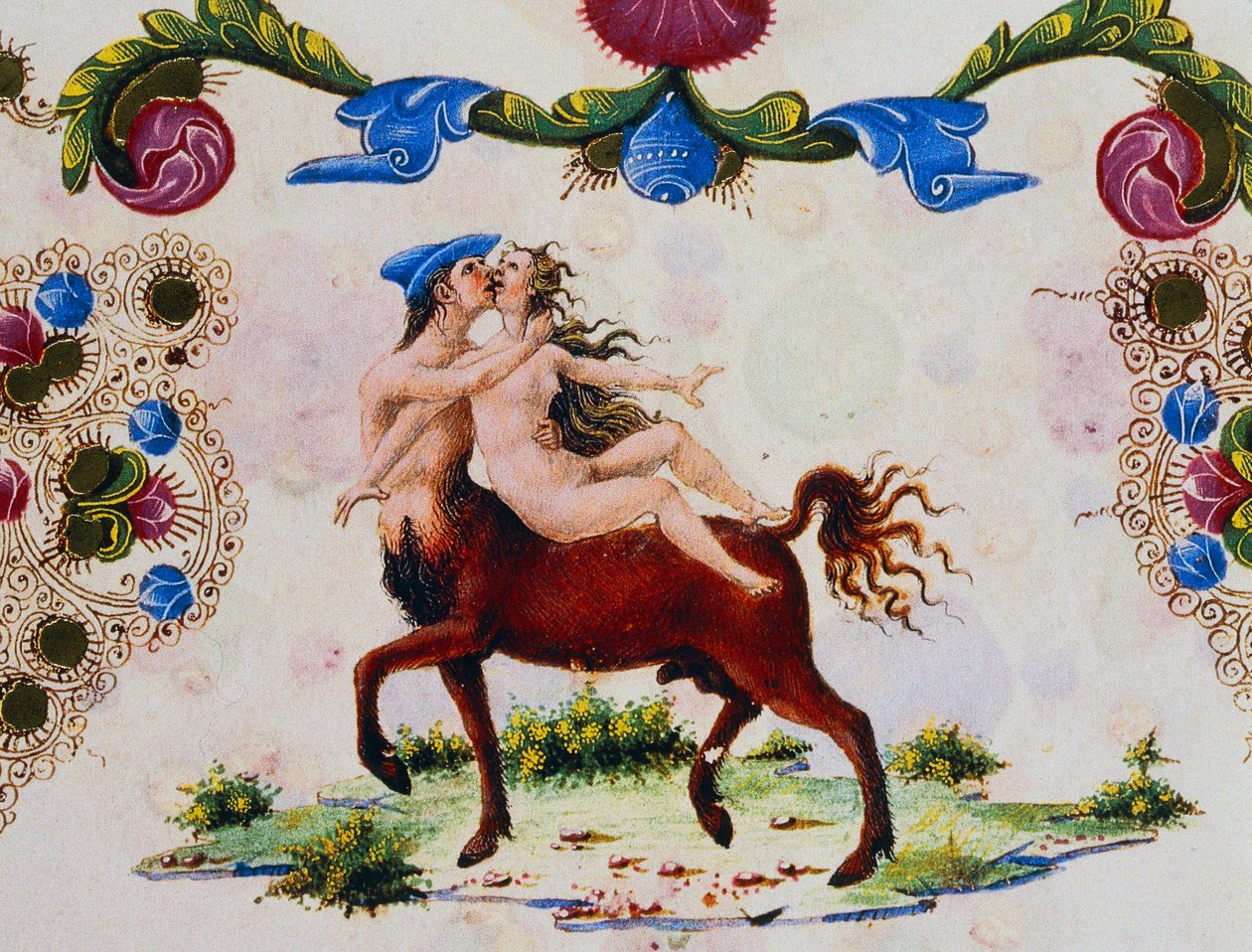 Centauro e figura feminina, Volume II f 287, v, Bíblia de Borso d
