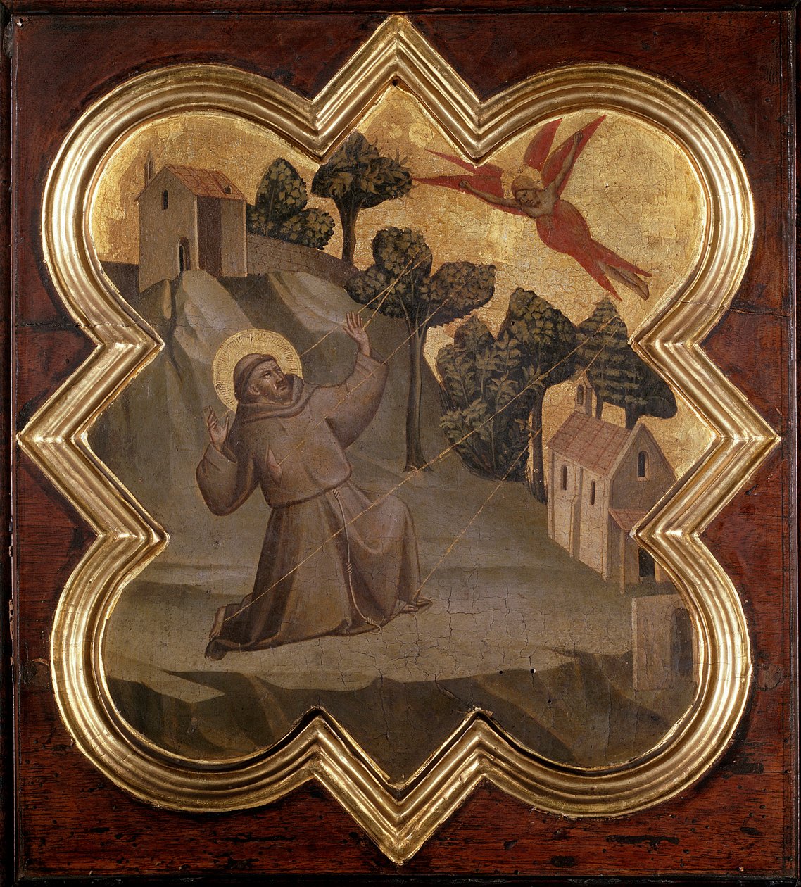 A vida de São Francisco: o São Francisco recebe os estigmas - Fresco de Taddeo Gaddi