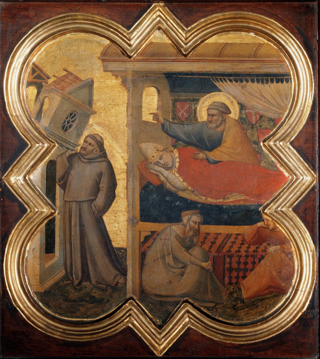 A vida de São Francisco: O Sonho de Inocente III - Fresco de Taddeo Gaddi