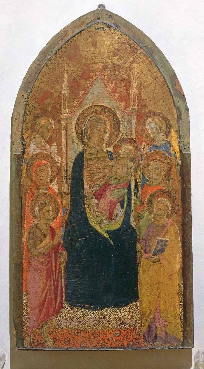 Madonna e Child with Saints (tempera no painel) de Taddeo Gaddi