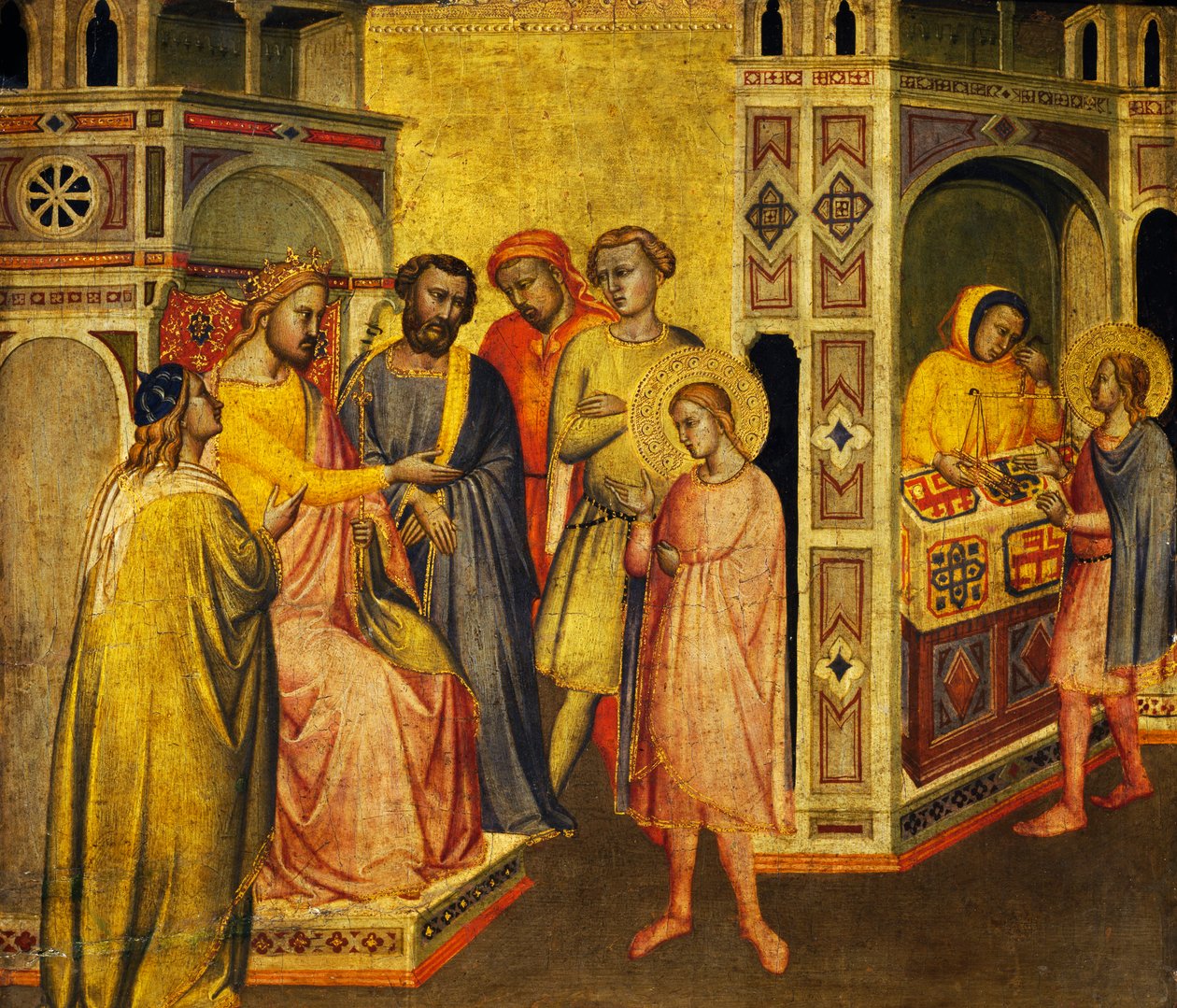 São Elígio diante do Rei Clothar, c.1360 de Taddeo Gaddi