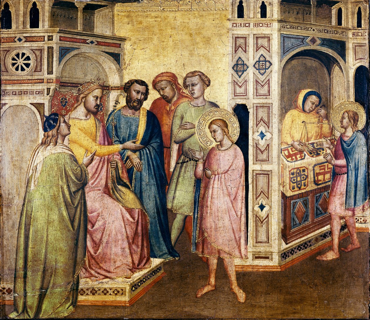 São Elígio diante do Rei Clothar, c.1365 (tempera sobre madeira) de Taddeo Gaddi