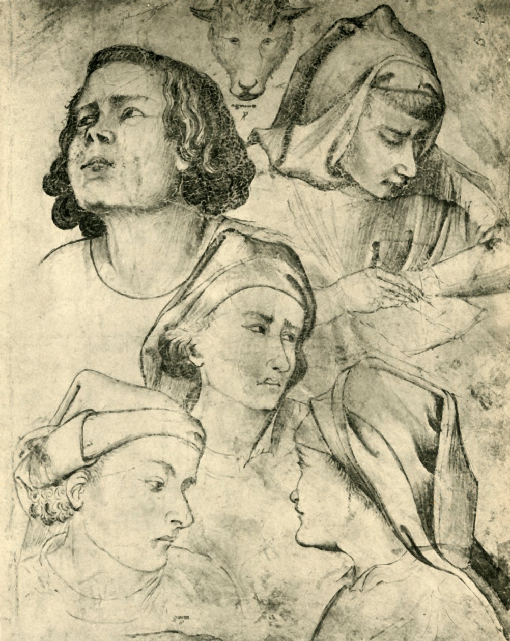 Estudos de cabeças, c1320-1366, 1943 de Taddeo Gaddi