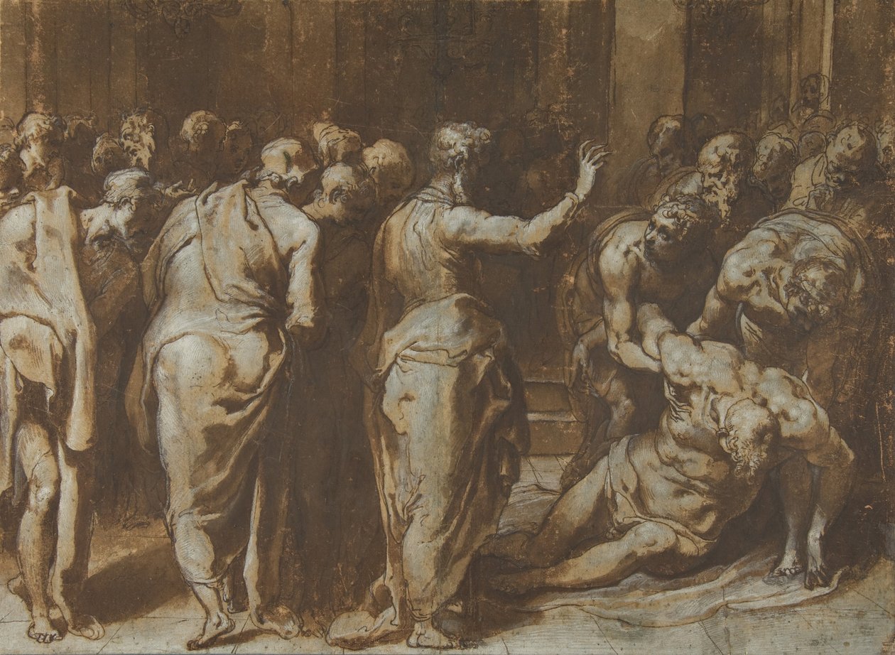 São Paulo Restaurando Êutico à Vida, 1529-66. de Taddeo Zuccaro