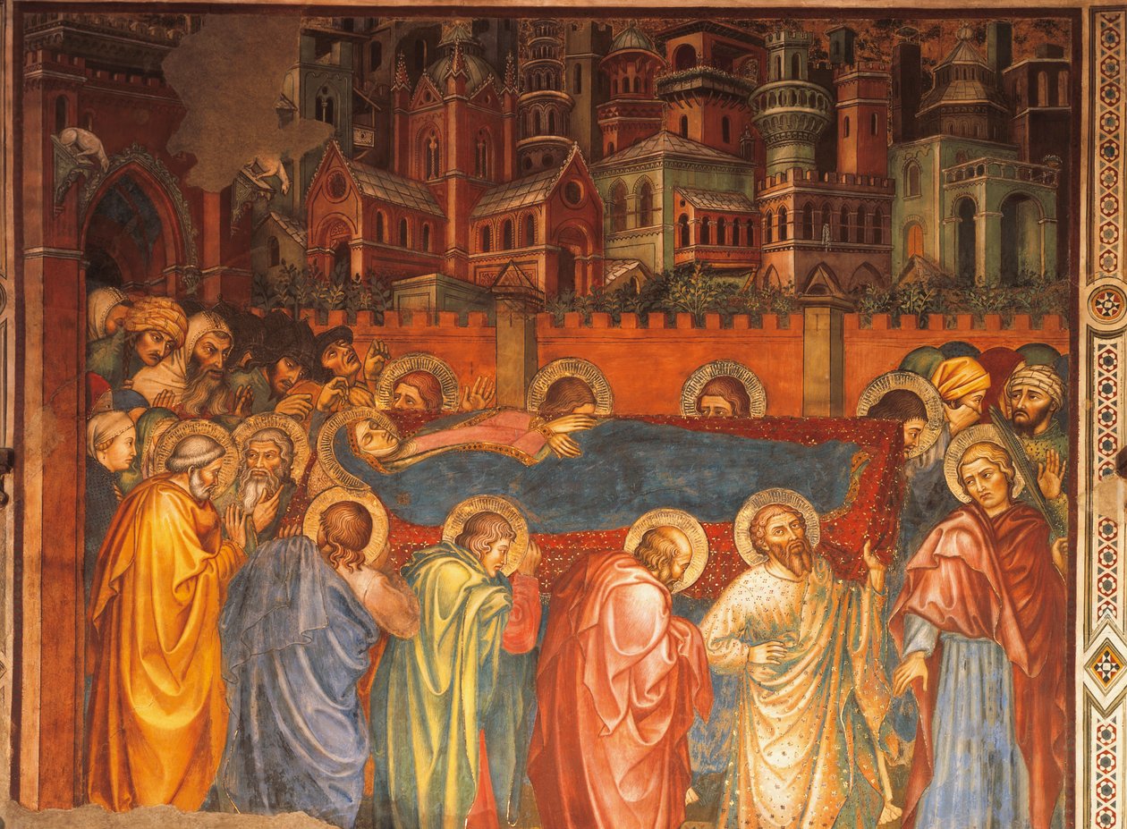 Funeral da Virgem, cena da Vida da Virgem de Taddeo di Bartolo
