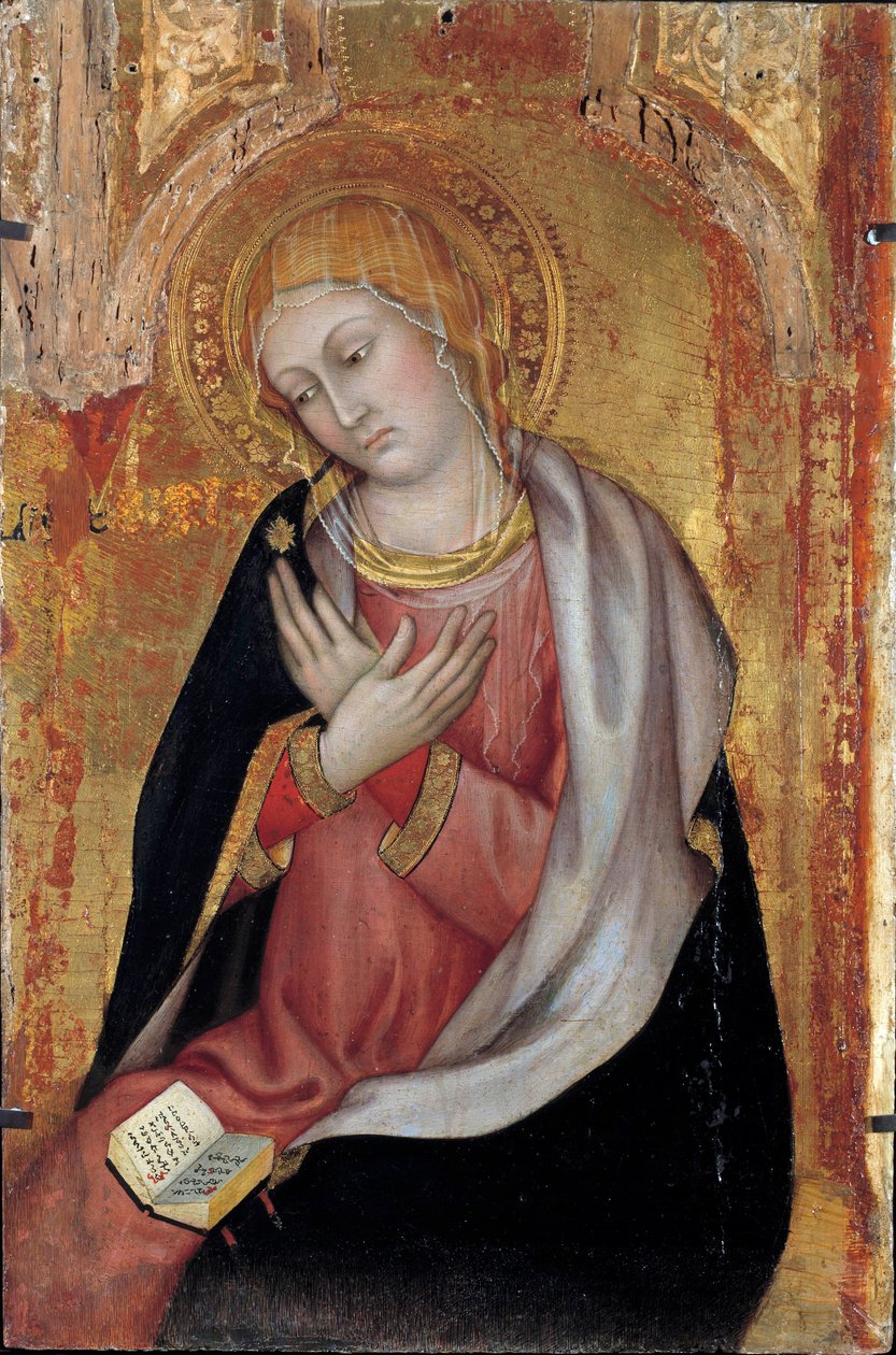 A Virgem do Altar da Anunciação de Taddeo di Bartolo (início do século XV). Dim. 0,77x0,55 m. Avignon, Musee du Petro Palais de Taddeo di Bartolo