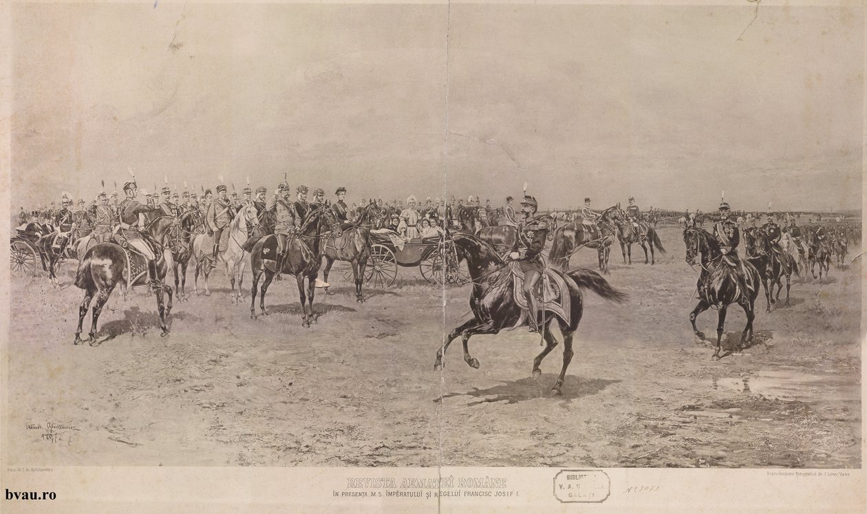 A revista do exército romeno na presença do imperador e do rei Francisco Josif I, 1897n de Tadeusz Ajdukiewicz