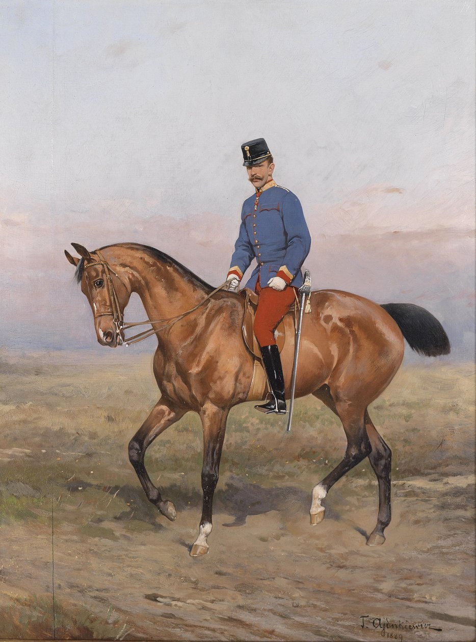 Retrato equestre de Rudolf, príncipe herdeiro da Áustria (1858-1889) de Tadeusz Ajdukiewicz
