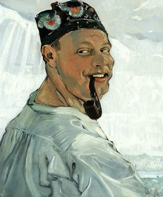 Auto-retrato com um cano. de Tadeusz Pruszkowski