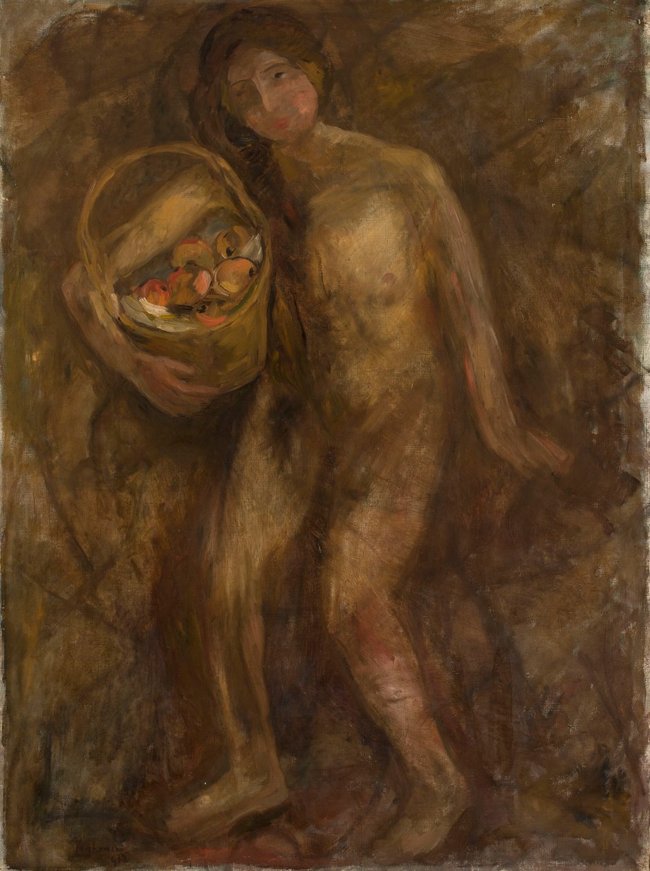 A garota com o cesto de maçãs de Tadeusz Makowski