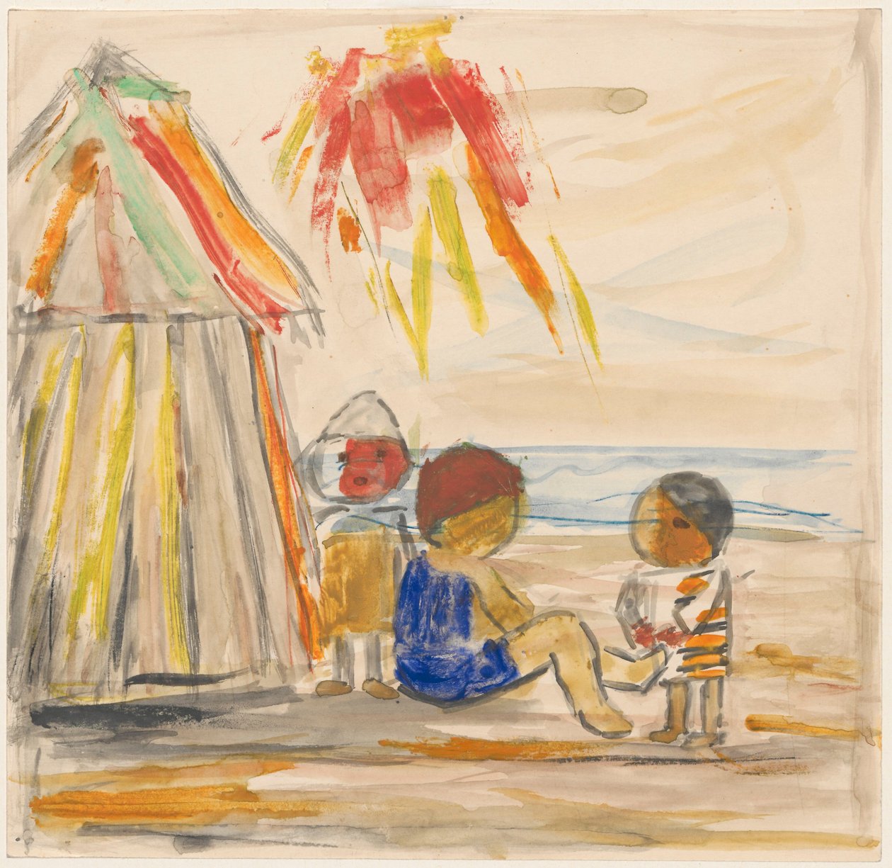 Crianças na praia de Tadeusz Makowski