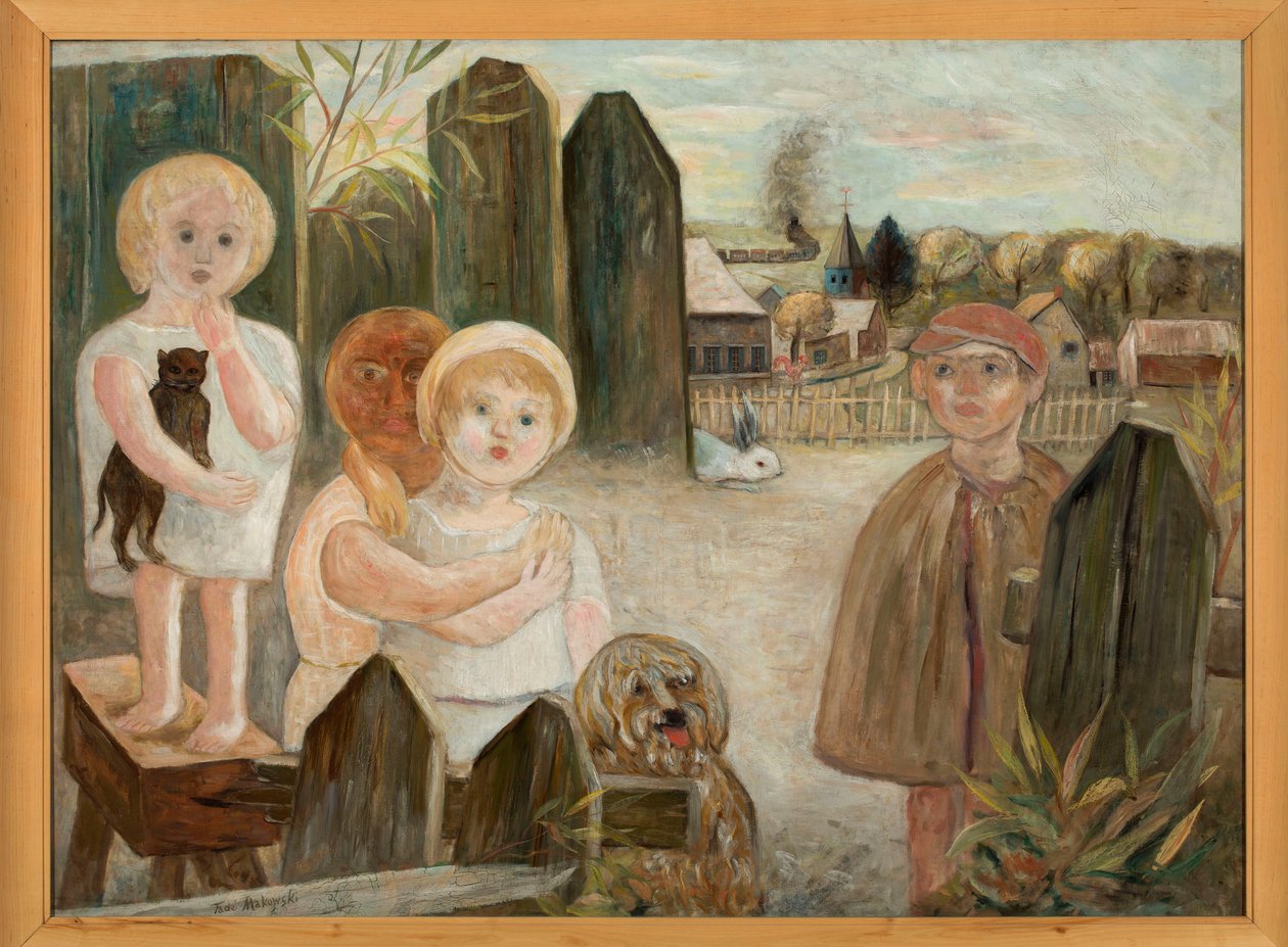 Crianças num pátio rural de Tadeusz Makowski