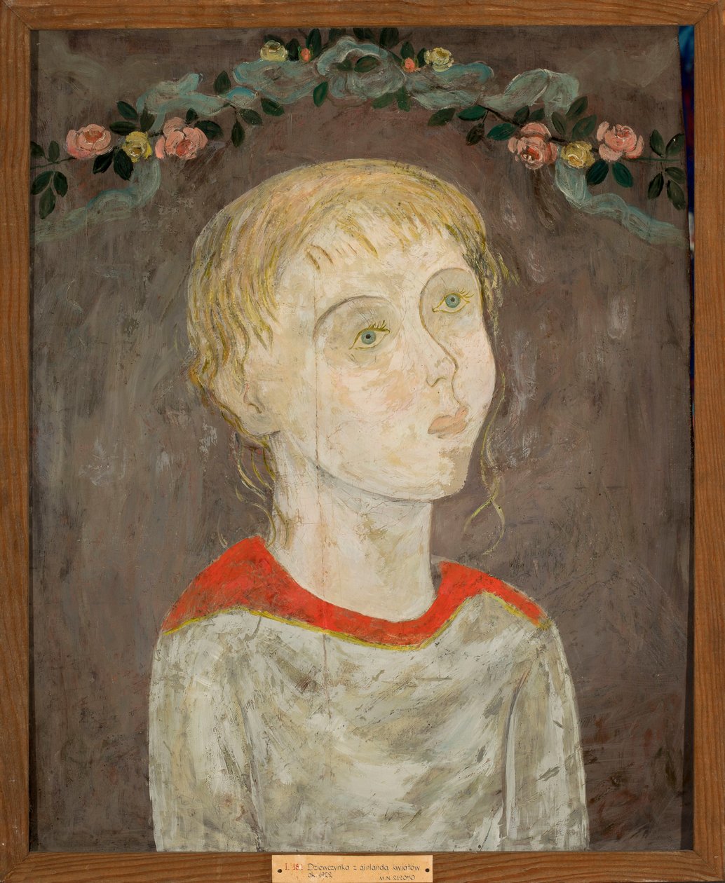 A rapariga com uma guirlanda de flores de Tadeusz Makowski