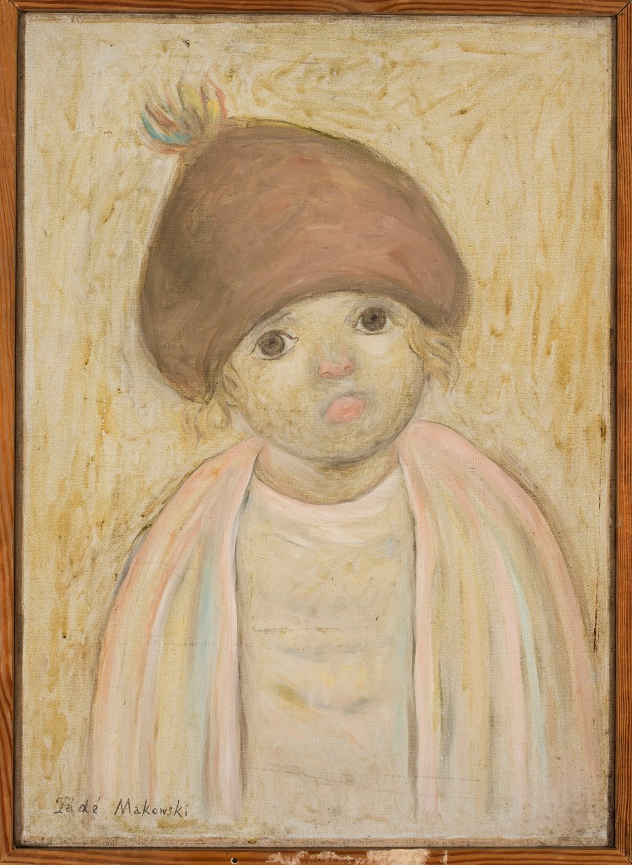Uma menina com uma boina com pompom de Tadeusz Makowski