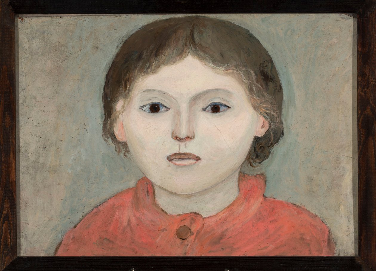 Uma menina com um vestido laranja de Tadeusz Makowski