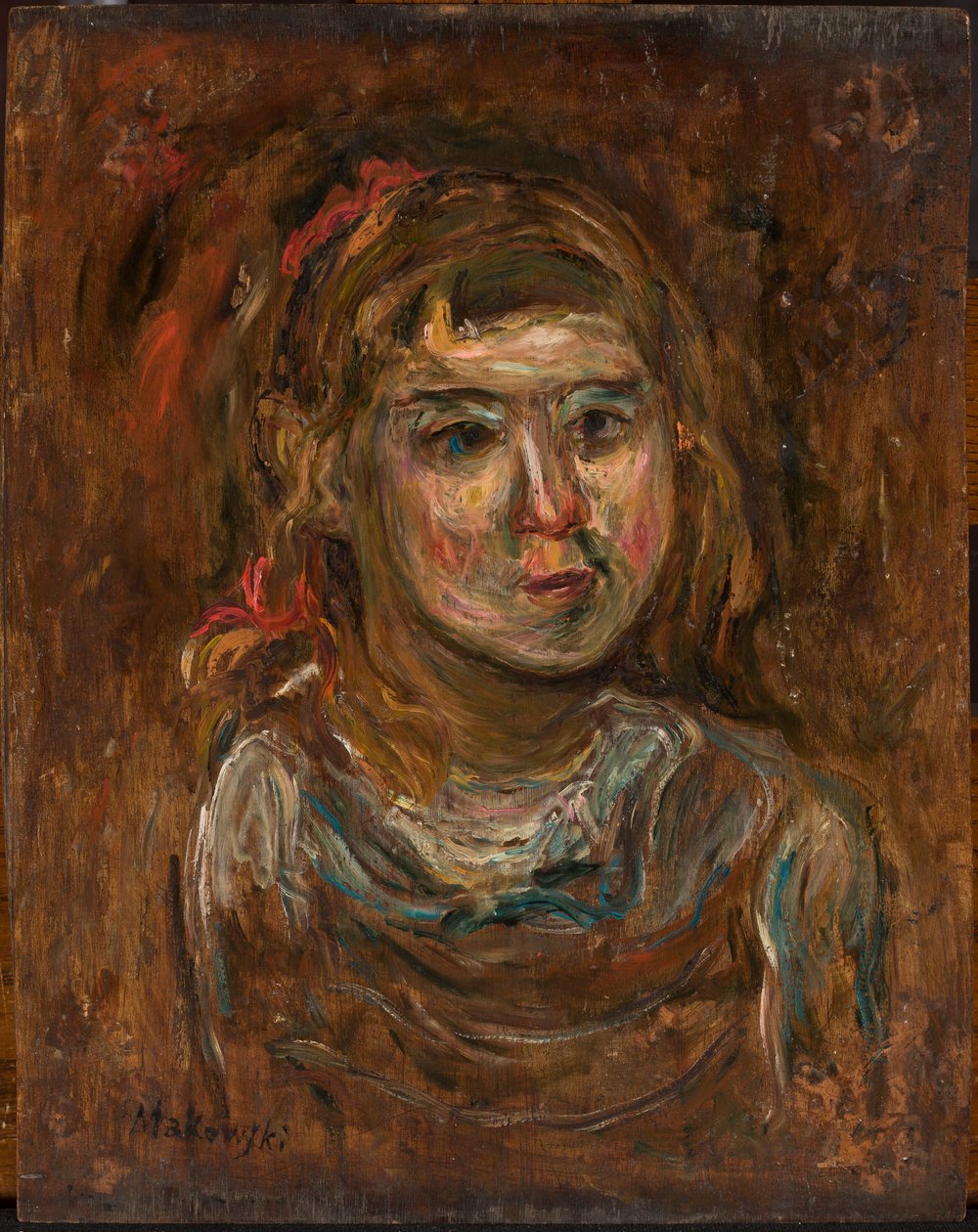 Menina com uma fita vermelha de Tadeusz Makowski