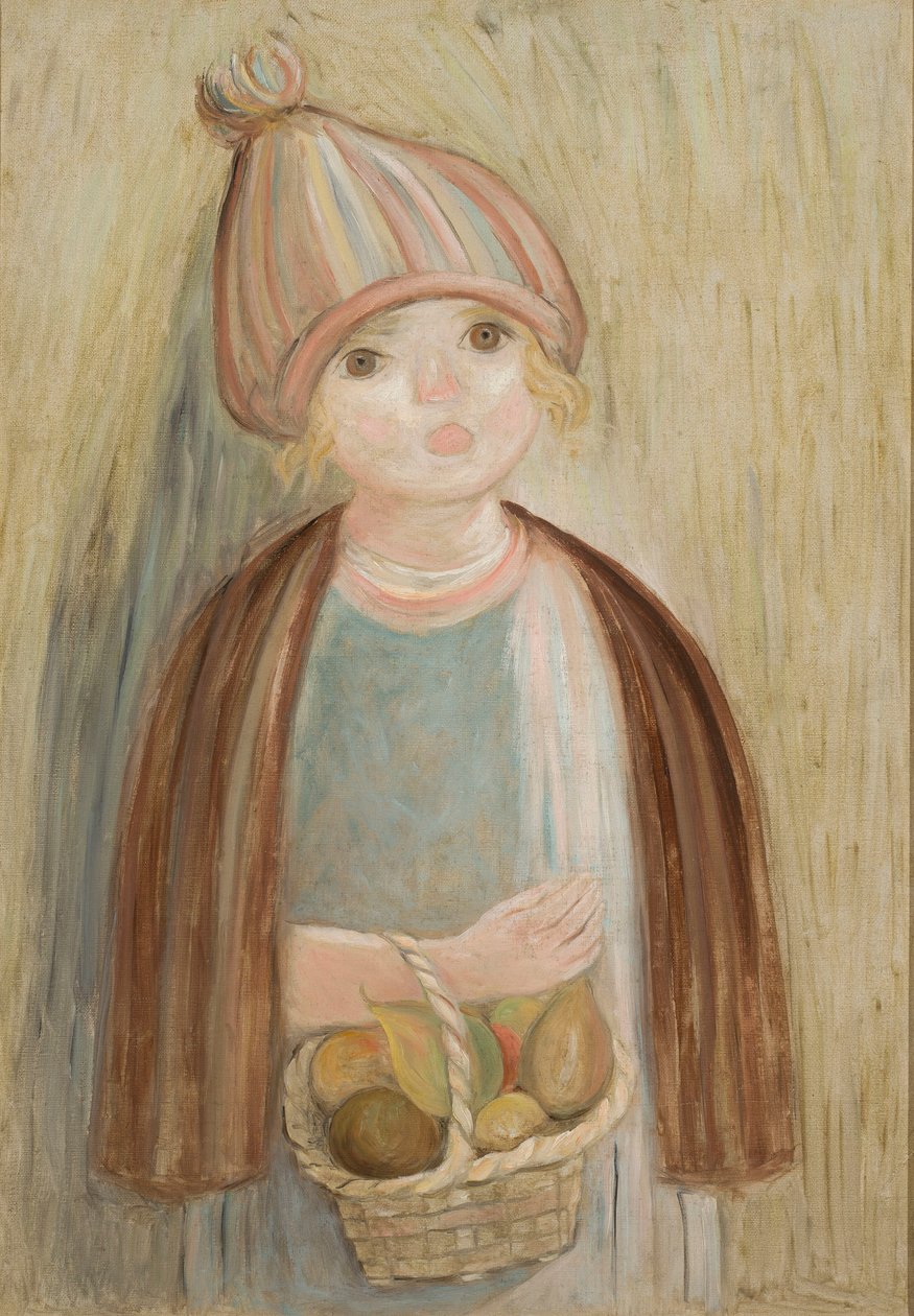 Menina com um cesto de peras de Tadeusz Makowski