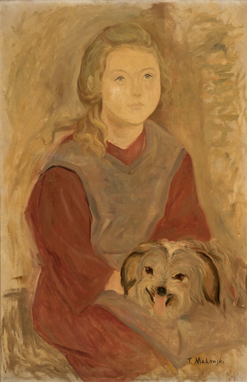Menina com um cão de Tadeusz Makowski