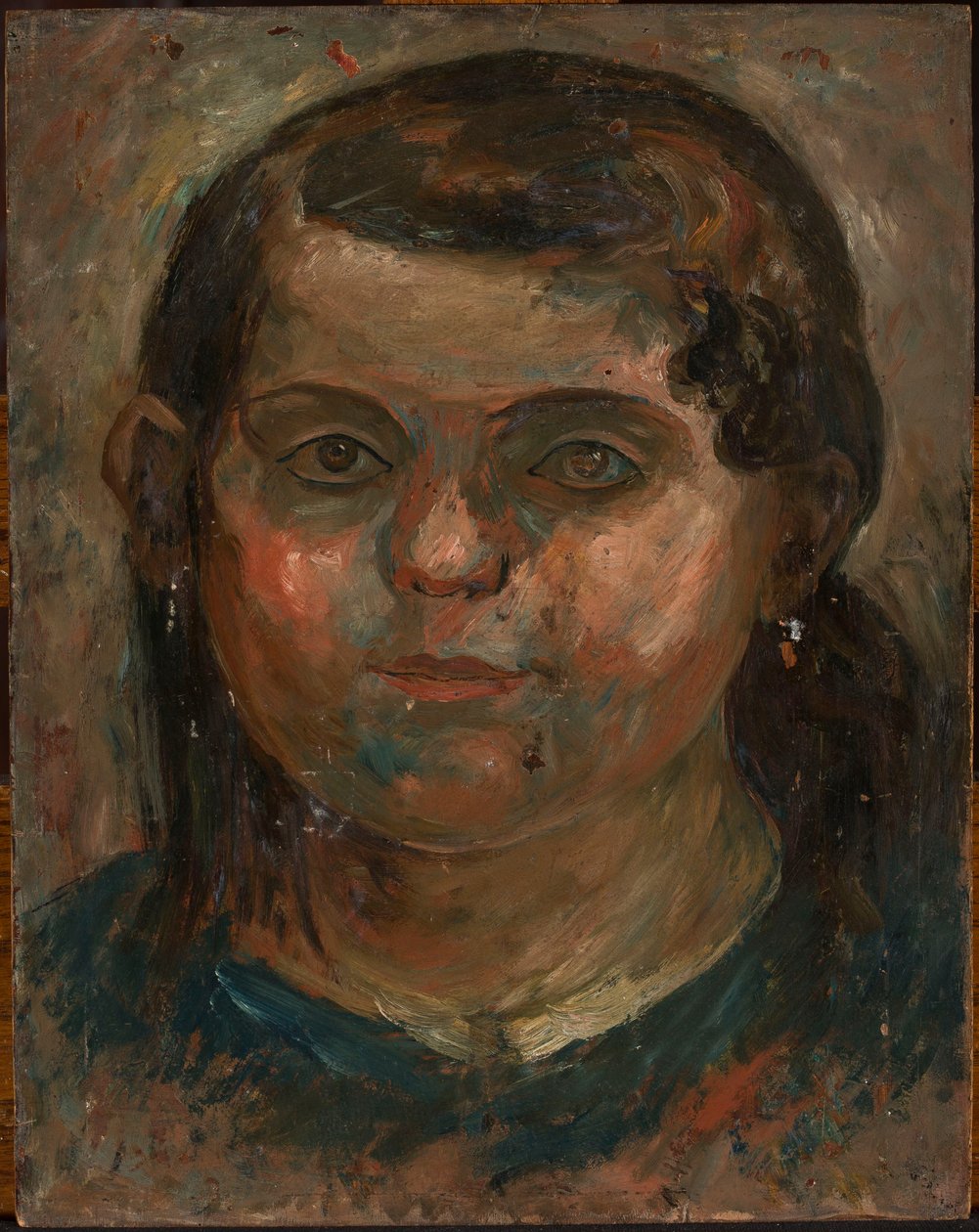 A cabeça da menina com um vestido azul de Tadeusz Makowski
