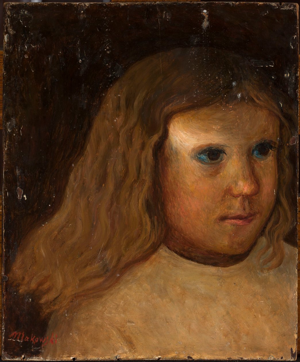 A cabeça de uma menina com o cabelo solto de Tadeusz Makowski