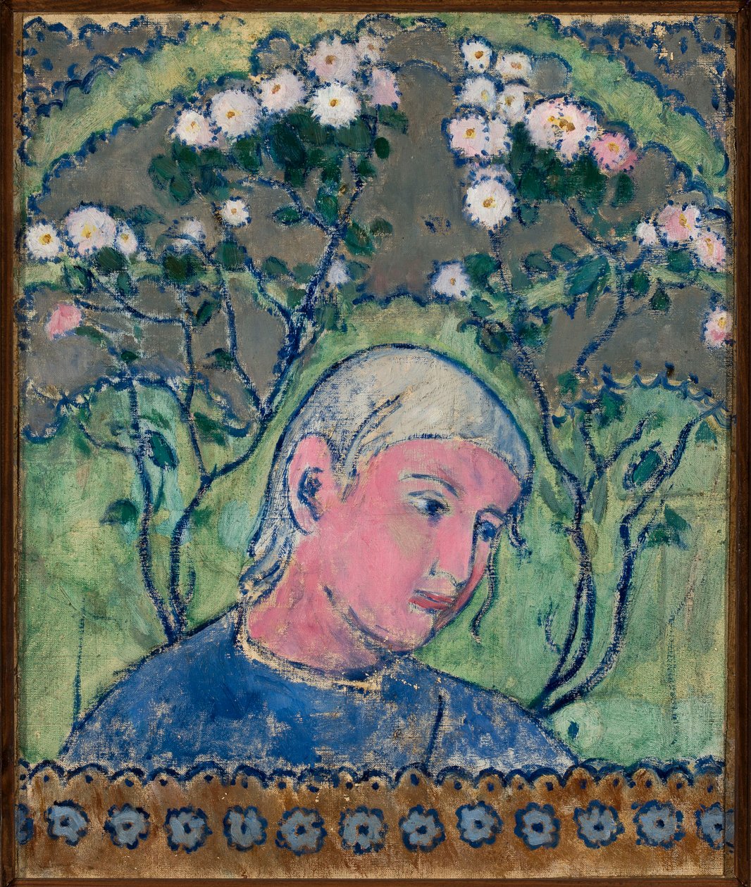 Cabeça de rapariga com flores de Tadeusz Makowski
