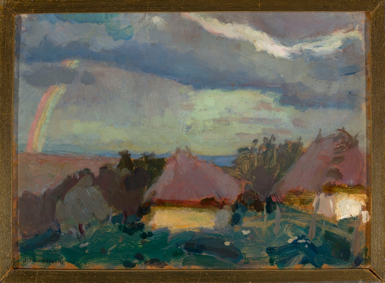 Paisagem rural com um arco-íris de Tadeusz Makowski