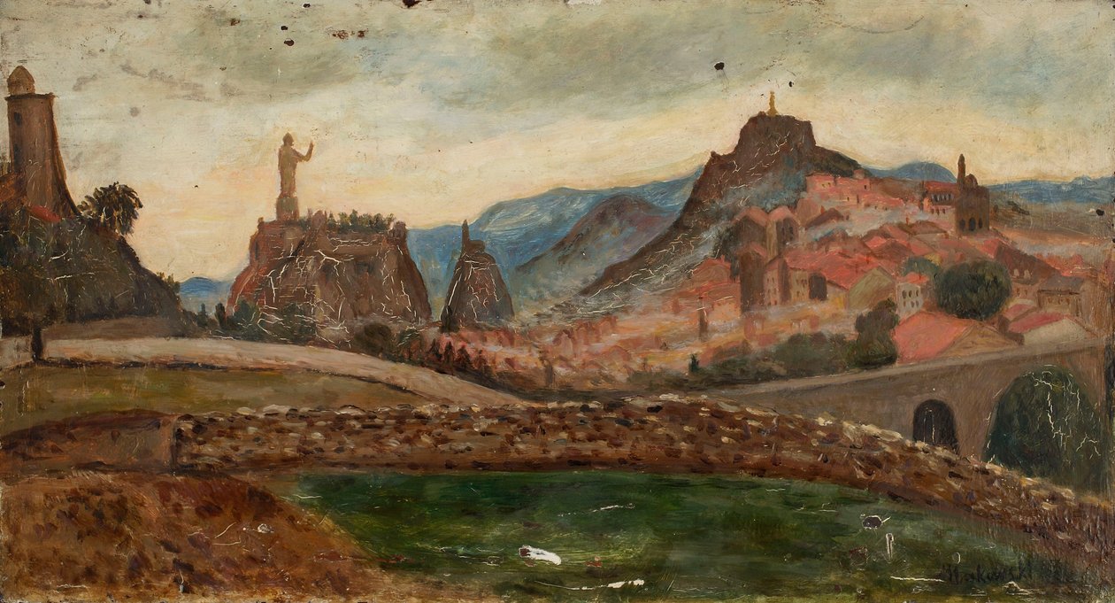 Pequena cidade numa colina (Arredores de Le Puy com o Castelo de Polignac) de Tadeusz Makowski